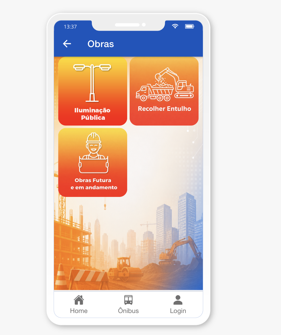 Tela de obras do aplicativo Bigtech Cidades